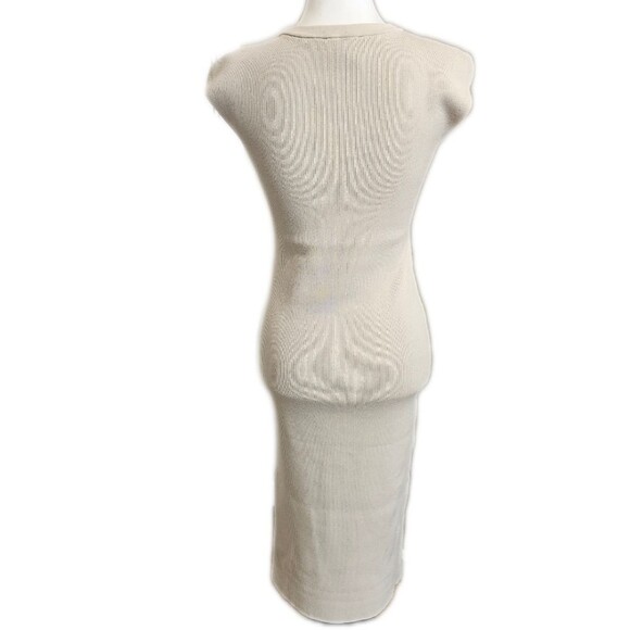 Express ribbed, bodycon, cap sleeve, maxi dress, cream/neutral, size S - Picture 3 of 9